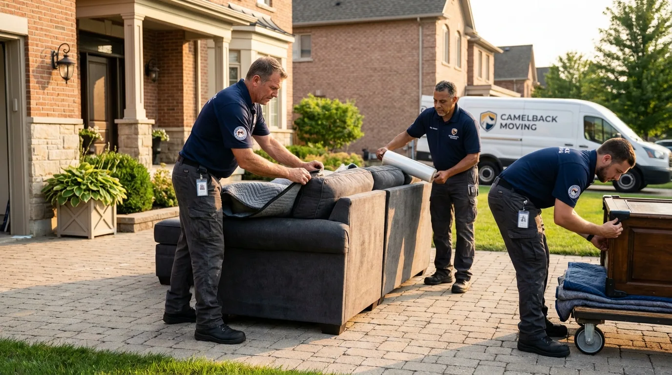Large estate moving crew wrapping furniture in Lake Arthur, LA