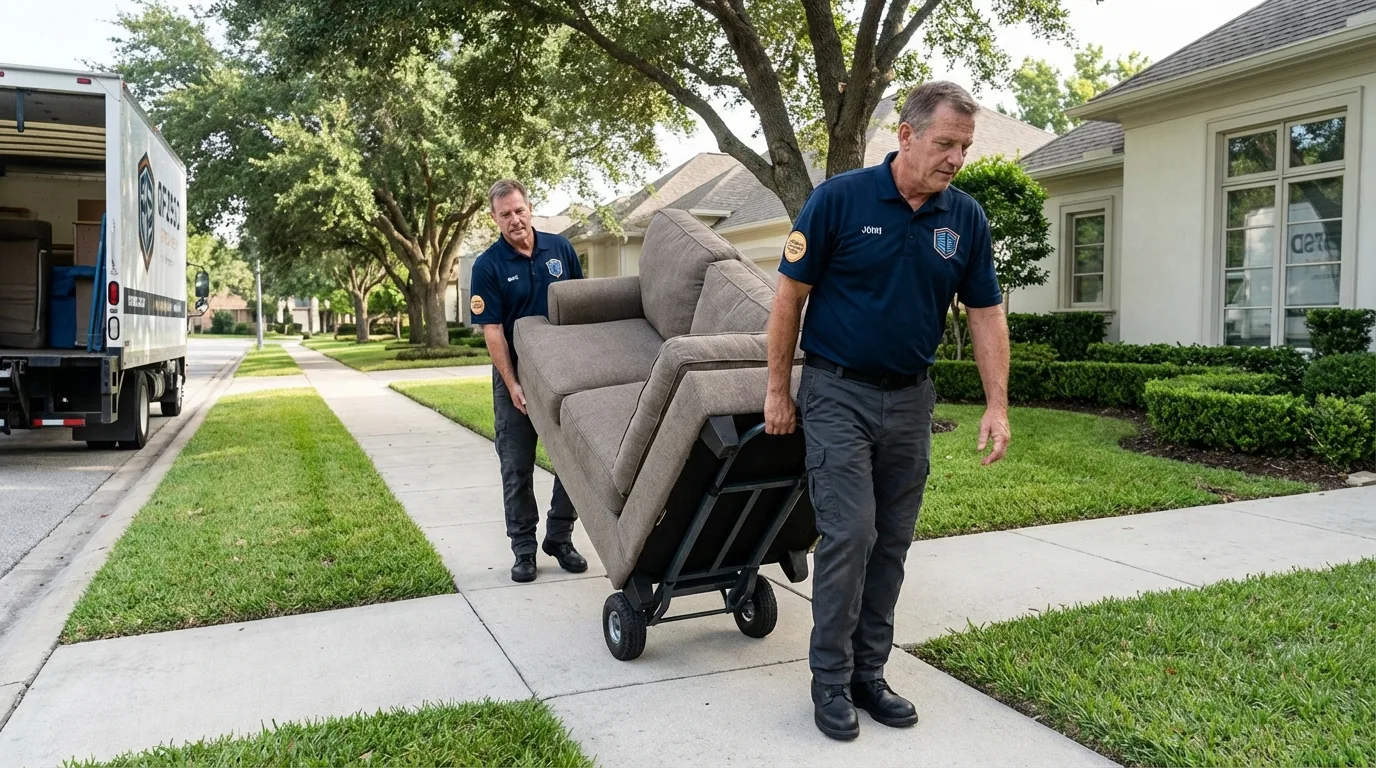 Local residential moving crew loading furniture in Lake Arthur, LA